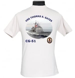 CG 51 USS Thomas S Gates 2-Sided Photo T Shirt