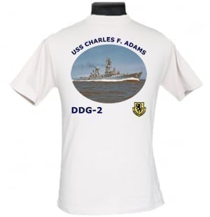 DDG 2 USS Charles F. Adams 2-Sided Photo T Shirt