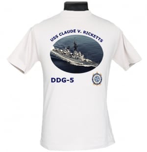 DDG 5 USS Claude V. Ricketts 2-Sided Photo T Shirt