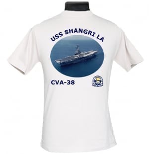 USS Shangri-La CV-38 U.S Navy Aircraft Carrier Embroidered T-Shirt S-6X LT-4XLT 