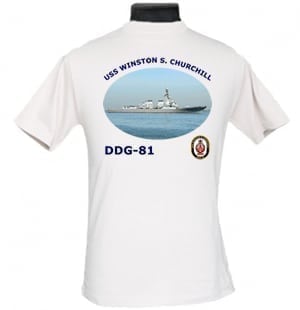DDG 81 USS Winston S Churchill 2-Sided Photo T Shirt