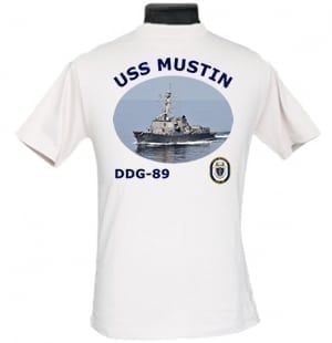 DDG 89 USS Mustin 2-Sided Photo T Shirt