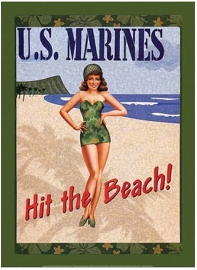 Marines Hit The Beach Metal Poster Sign