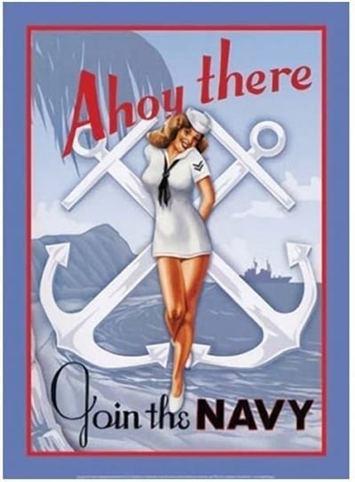 Navy Ahoy There Metal Poster Sign