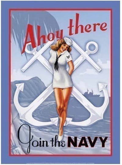 Navy Ahoy There Metal Poster Sign