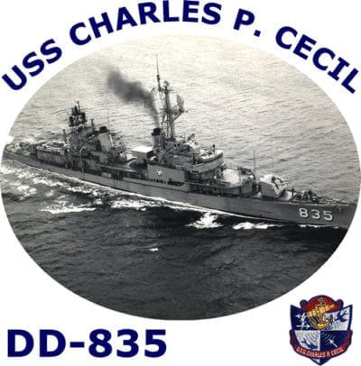 DD 835 USS Charles P Cecil 2-Sided Photo T Shirt