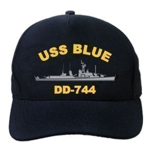 DD 744 USS Blue Embroidered Hat