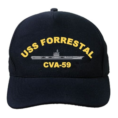 US NAVY USN USS FORRESTAL CV-59 FIRST INDEFENSE BALL CAP HAT NAVY NEW 