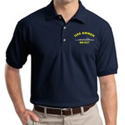 DD 527 USS Ammen Embroidered Polo Shirt