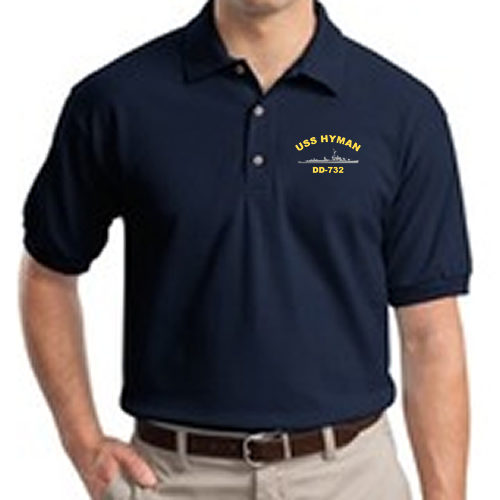 DD 732 USS Hyman Embroidered Polo Shirt