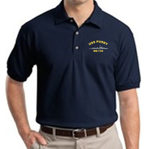 DD 734 USS Purdy Embroidered Polo Shirt