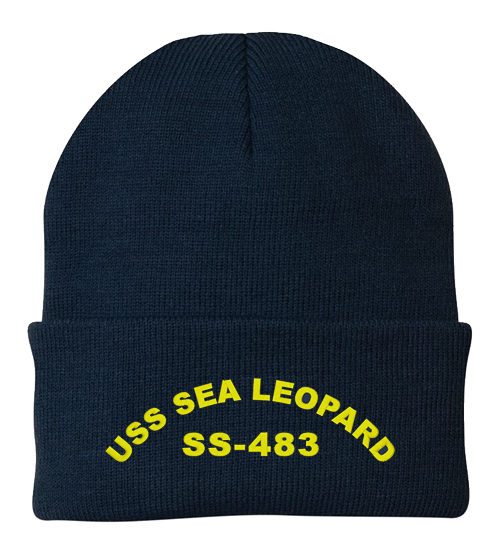 SS 483 USS Sea Leopard Embroidered Winter Watch Cap