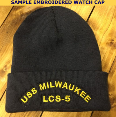 Embroidered Navy Ship Knit Winter Watch Cap