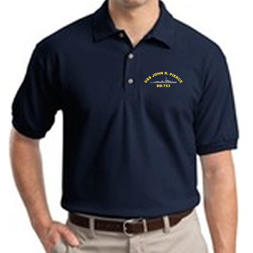 DD 753 USS John R Pierce Embroidered Polo Shirt