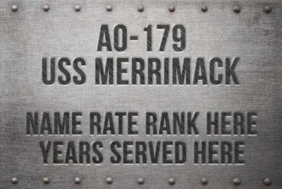 AO 179 USS Merrimack Simulated Nameplate