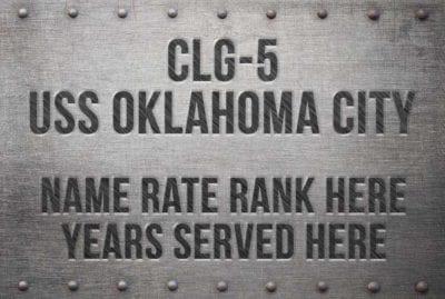 CLG 5 USS Oklahoma City Simulated Nameplate