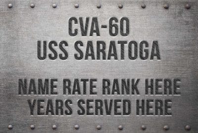 CVA 60 USS Saratoga Simulated Nameplate