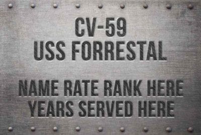 CV 59 USS Forrestal Metal Print Nameplate