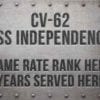 CV 62 USS Independence Metal Print Nameplate