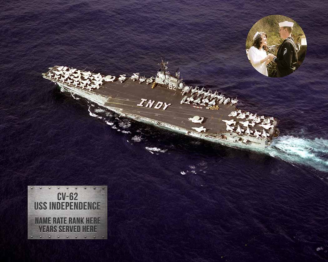 Late 60's Naval Ship Photo Print USS INDEPENDENCE CVA 62 USN Navy 