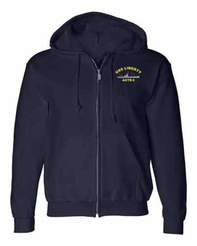 AGTR 5 USS Liberty Embroidered Zip Up Hoodie Sweatshirt