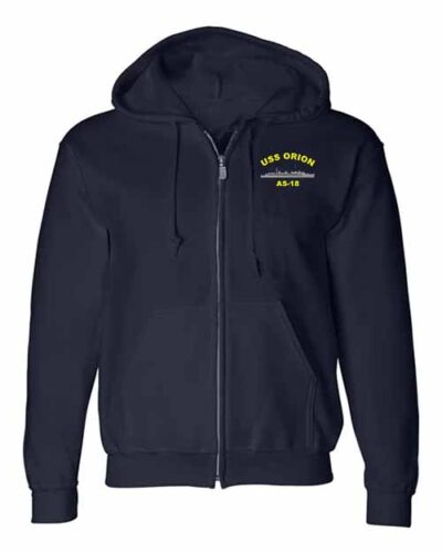 AS 18 USS Orion Embroidered Zip Up Hoodie Sweatshirts