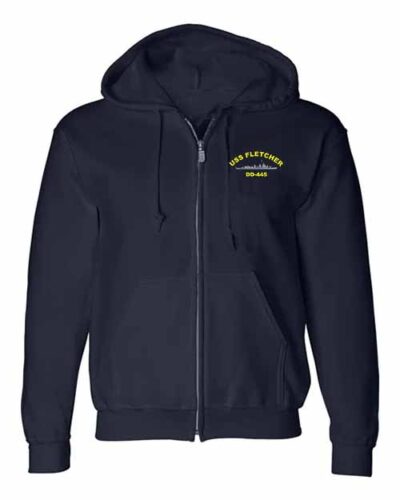 DD 445 USS Fletcher Embroidered Zip Up Hoodie Sweatshirt