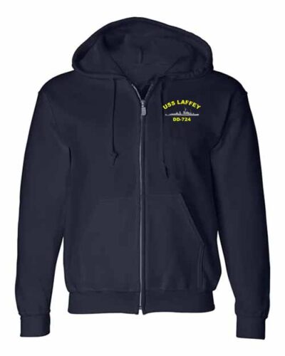 DD 724 USS Laffey Embroidered Zip Up Hoodie Sweatshirt