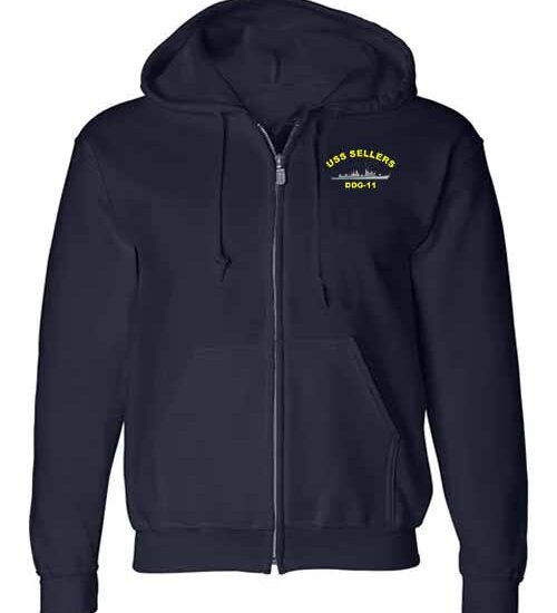 DDG 11 USS Sellers Embroidered Zip Up Hoodie Sweatshirt