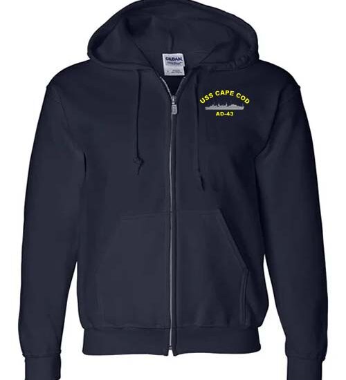 AD 43 USS Cape Cod Embroidered Zip Up Hoodie Sweatshirt