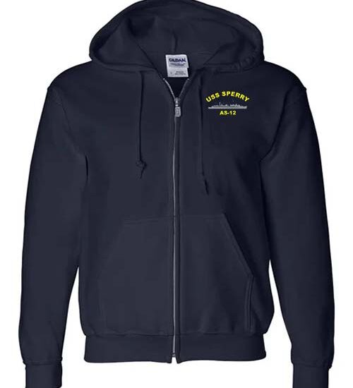 AS 12 USS Sperry Embroidered Zip Up Hoodie Sweatshirt