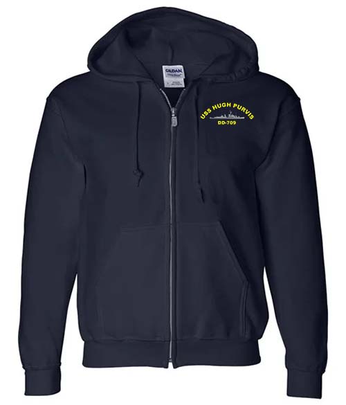 DD-709-Hugh-Purvis-Embroidered-Zip-Up-Hoodie-Sweatshirt DD 709 USS Hugh Purvis Embroidered Zip Up Hoodie Sweatshirt