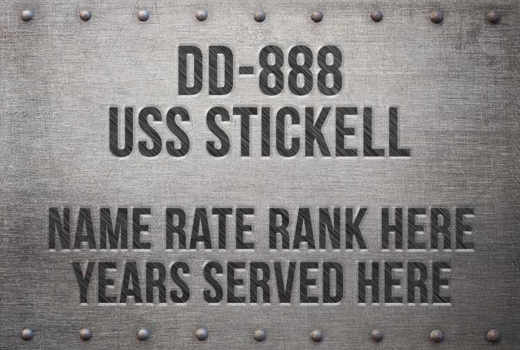 DD 888 USS Stickell Metal Photo Print Nameplate