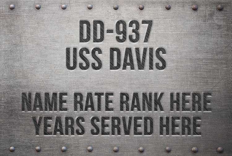 DD 937 USS Davis Photo Print Personalization